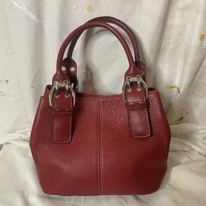 Tignanello Rust Pebbled Leather Small Satchel Tote Bag